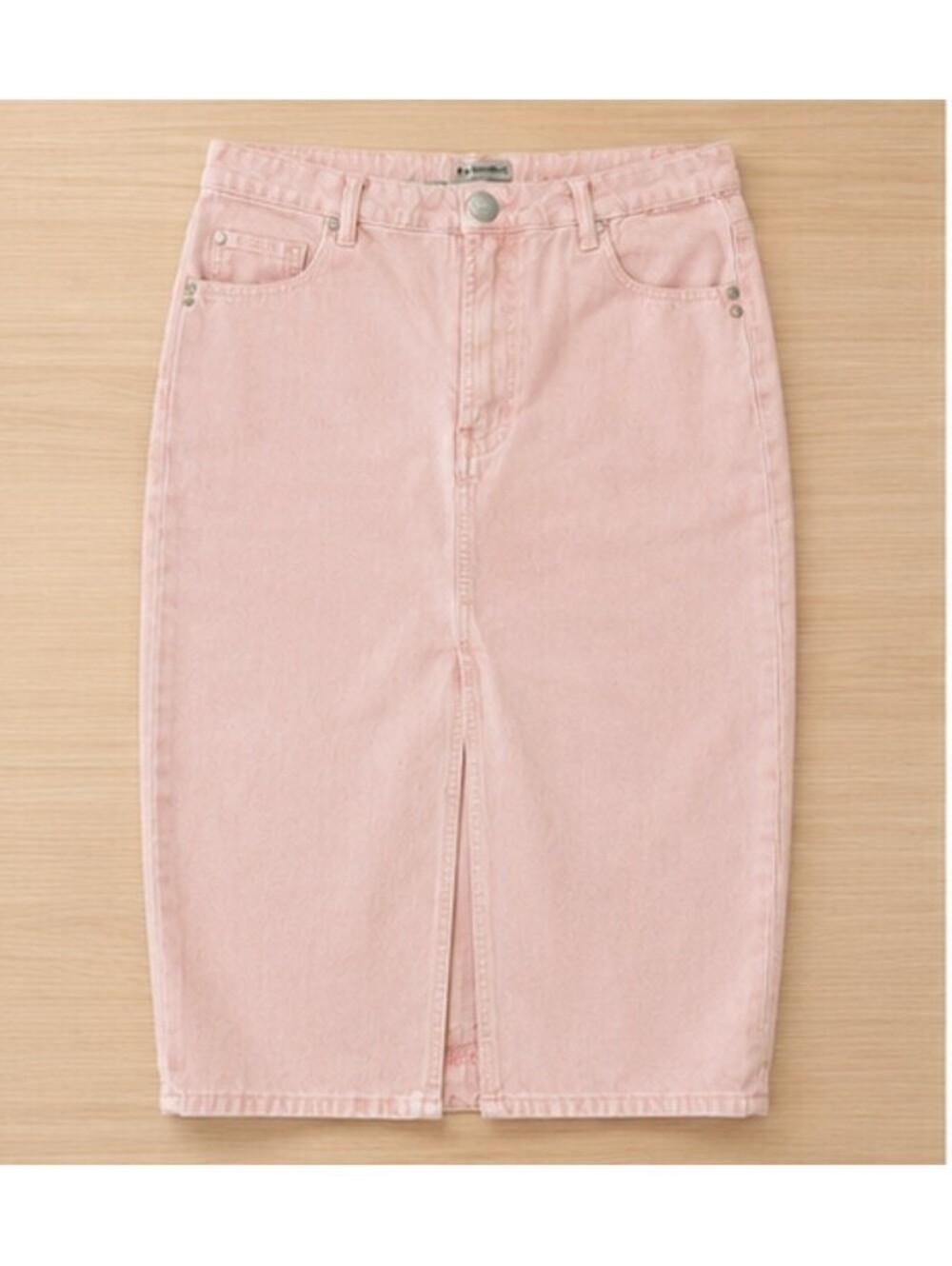 No Boundaries Pink Denim Pencil Skirt with Front Slit